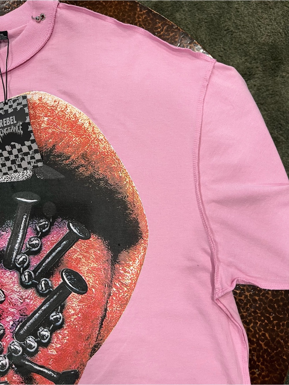 Rebel Vengeance Men’s Pink Graphic Tee - Picture 3 of 5